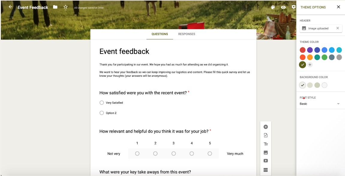 Google forms customization