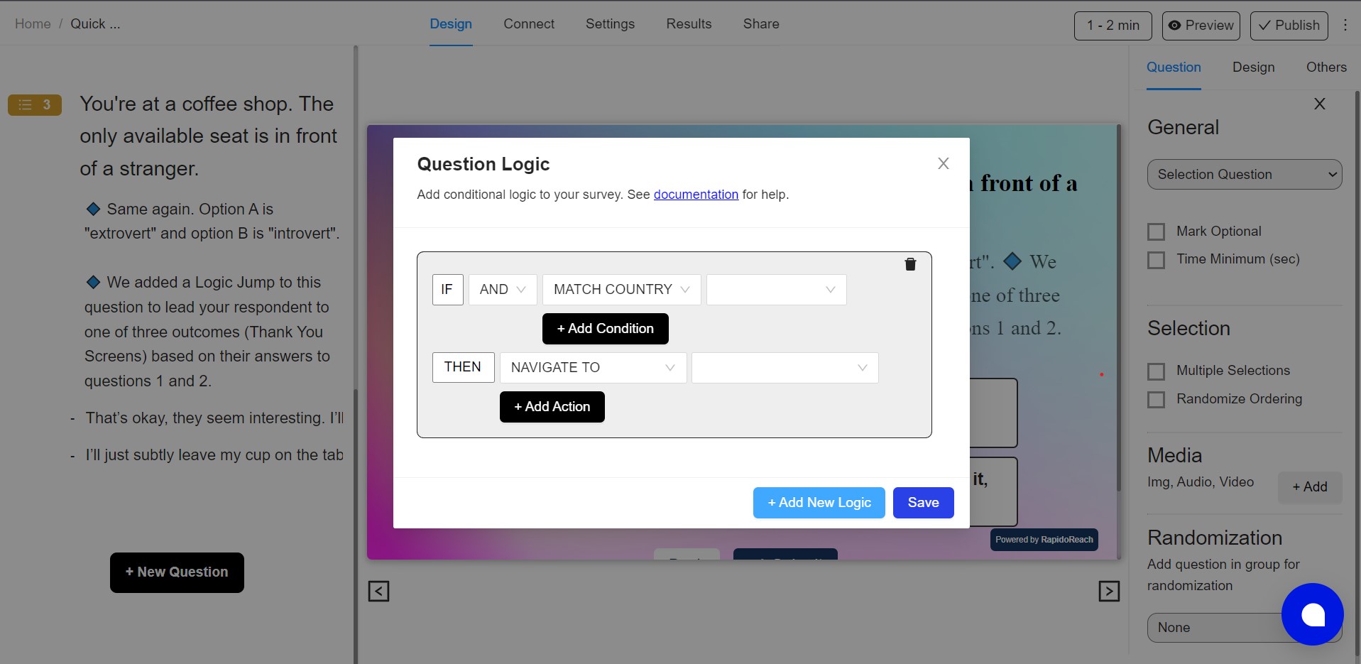 Question logic of Rapidoform