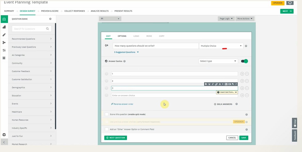 Ease of use surveyMonkey