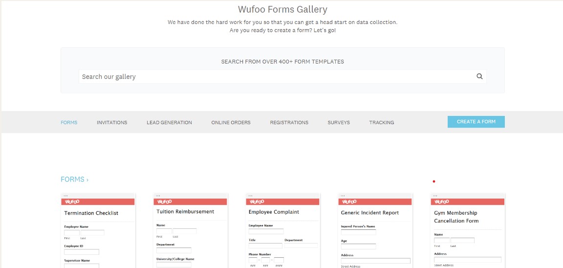 Template library of wufoo