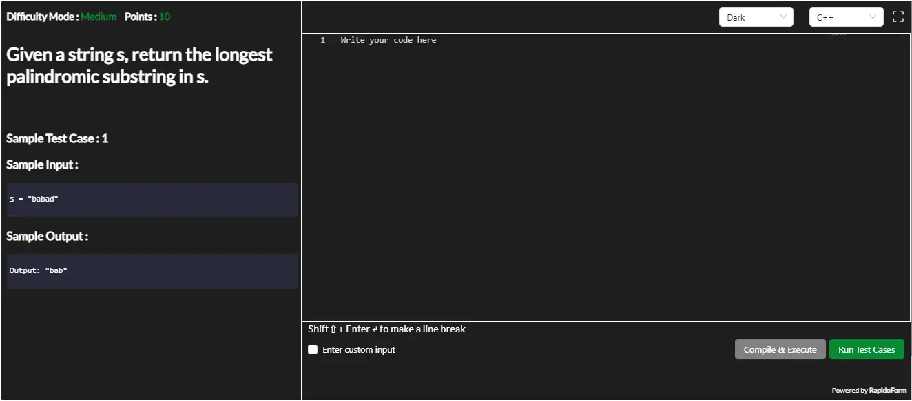 RapidoForm Coding Interview Screenshots